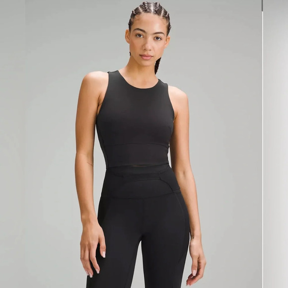 Lululemon Wunder Train Tank Top in Black Everlux Cropped Athleisure Top Size 6 - Picture 3 of 12